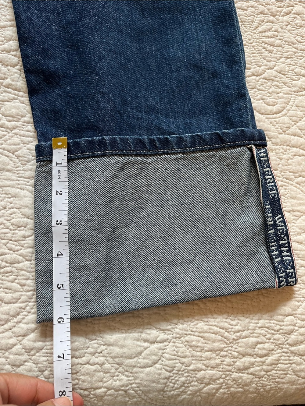 FREE PEOPLE We the Free Slim Selvedge Wide Cuffed Jeans 32 - Picture 11 of 16